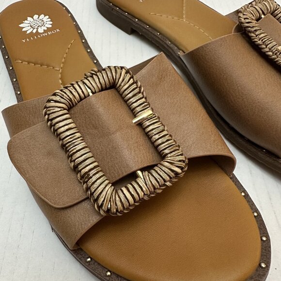 Yellow Box Wilomena Shoes Womens Size 8.5 Brown Slide Sandals Buckle Slip On - Picture 3 of 9